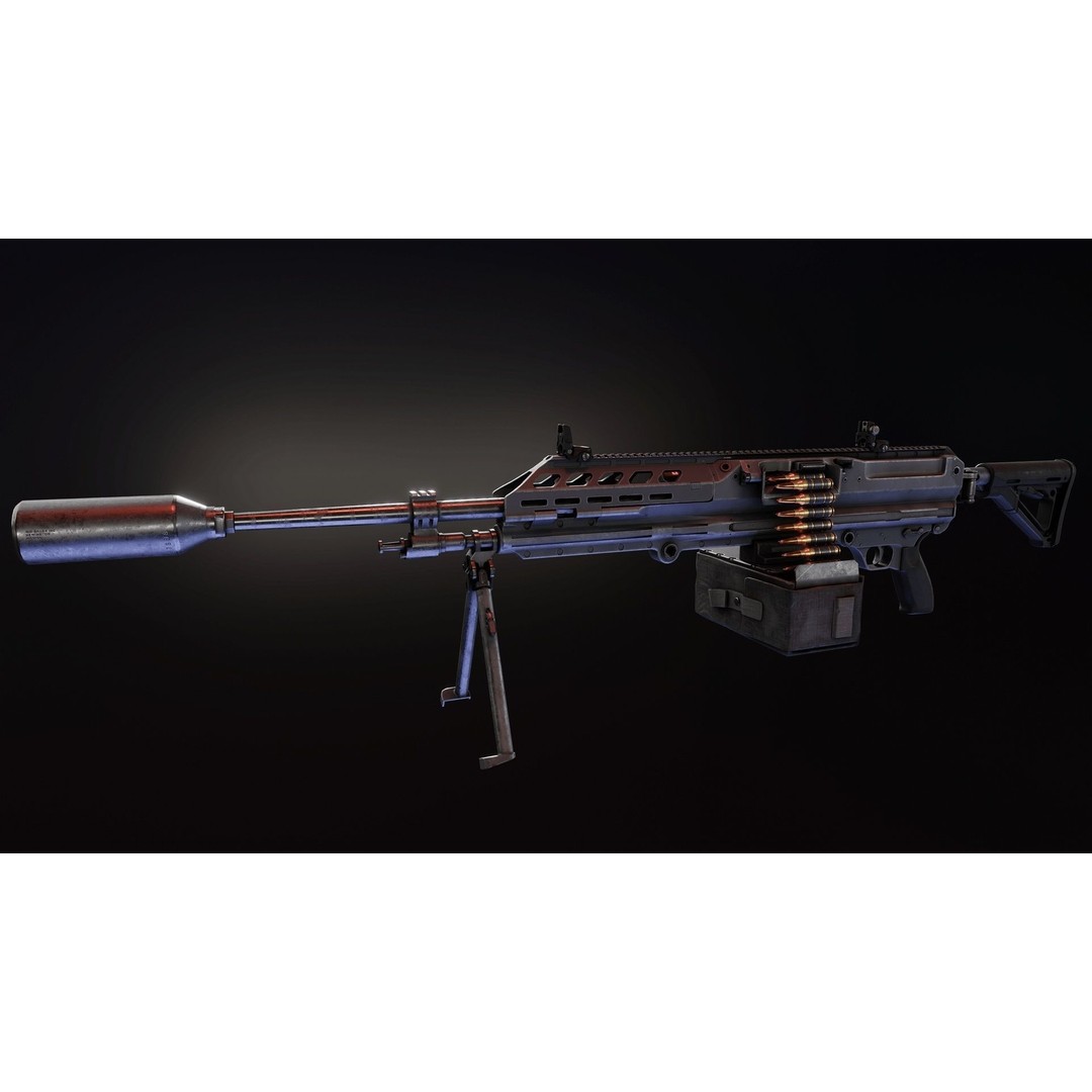 Sig MG338 3D Model – Low Poly Rigged Light Machine Gun, FBX - View 12