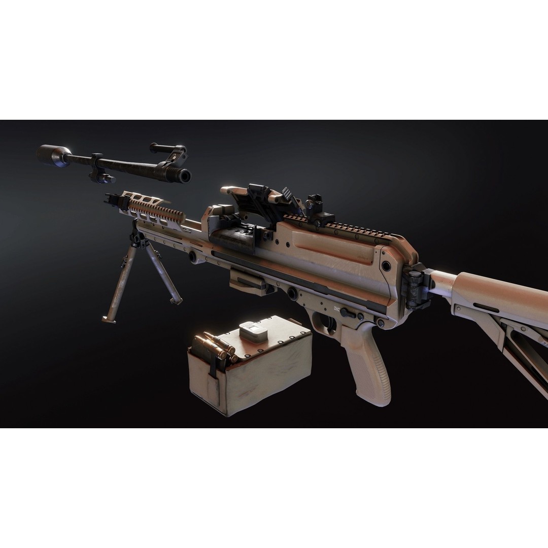 Sig MG338 3D Model – Low Poly Rigged Light Machine Gun, FBX - View 13