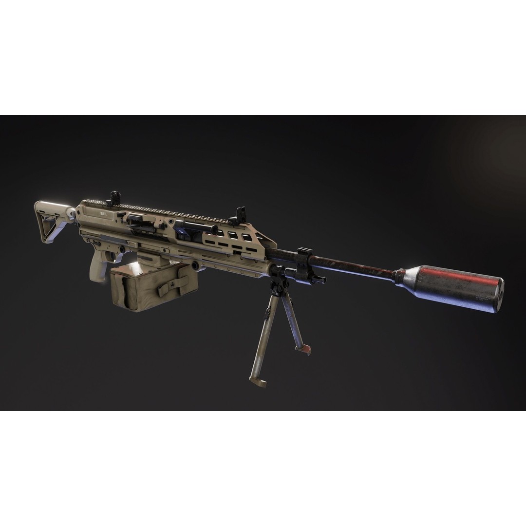 Sig MG338 3D Model – Low Poly Rigged Light Machine Gun, FBX - View 5