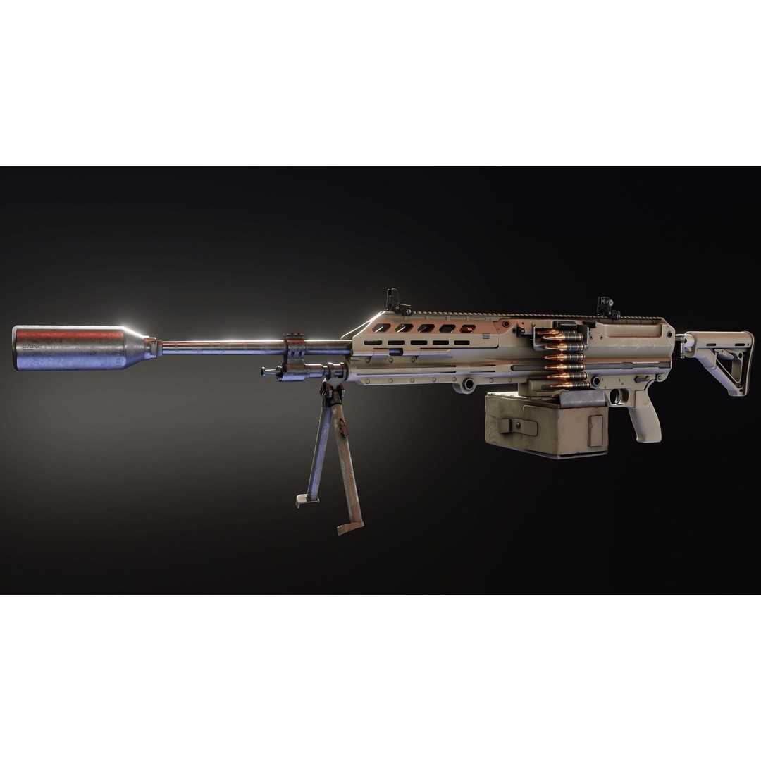 Sig MG338 3D Model – Low Poly Rigged Light Machine Gun, FBX - View 6