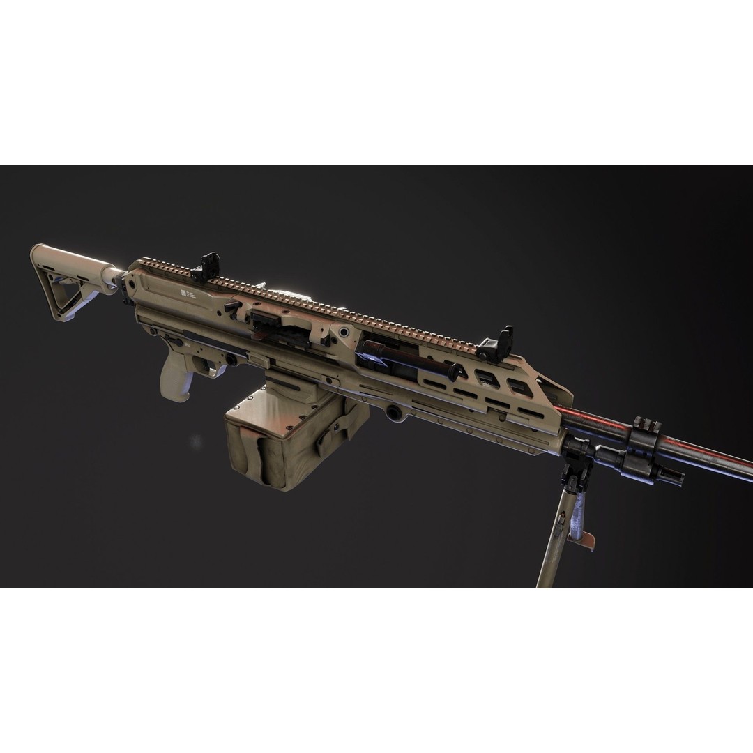 Sig MG338 3D Model – Low Poly Rigged Light Machine Gun, FBX - View 8