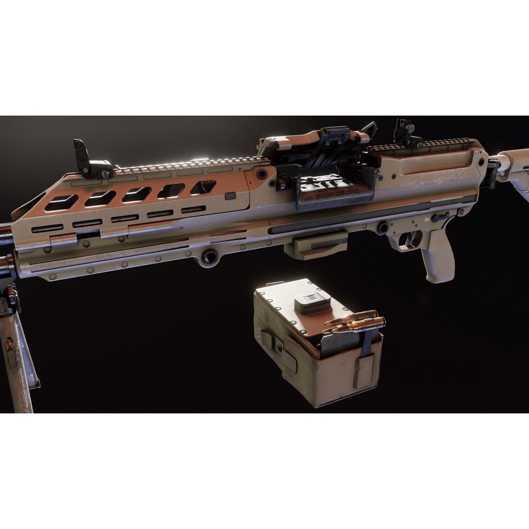 Sig MG338 3D Model – Low Poly Rigged Light Machine Gun, FBX - View 9