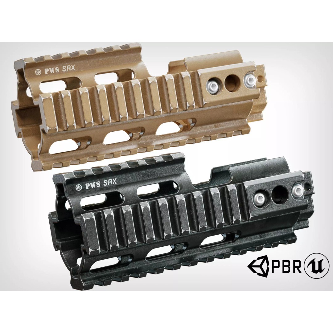 FN SCAR Tactical Handguard 3D Model – Low Poly Game Asset, FBX, PBR - View 2