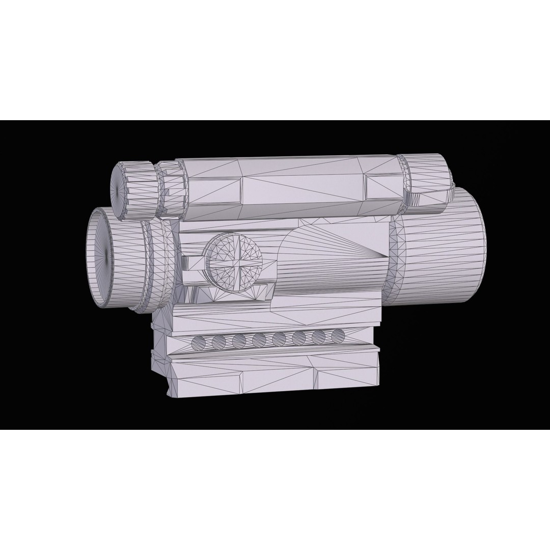 Red Dot Sight 3D Model – Low Poly Game Asset, PBR Textures, FBX