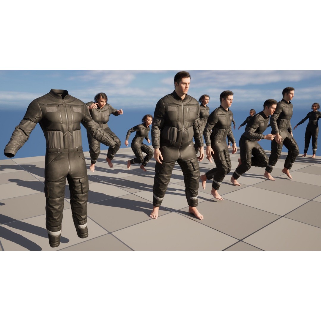 Skydiving Suit 3D Model – Rigged Low-Poly Outfit for Unreal Engine - View 16