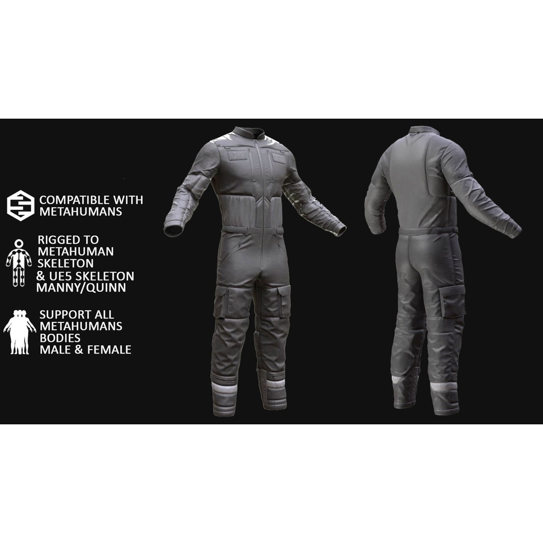 Skydiving Suit 3D Model – Rigged Low-Poly Outfit for Unreal Engine - View 3