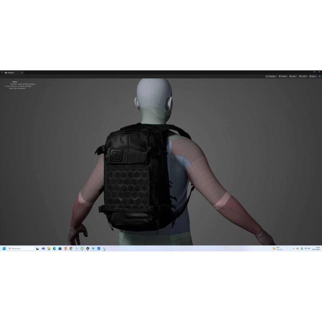 Tactical Backpack 3D Model – Low Poly Game-Ready Asset, FBX - View 10