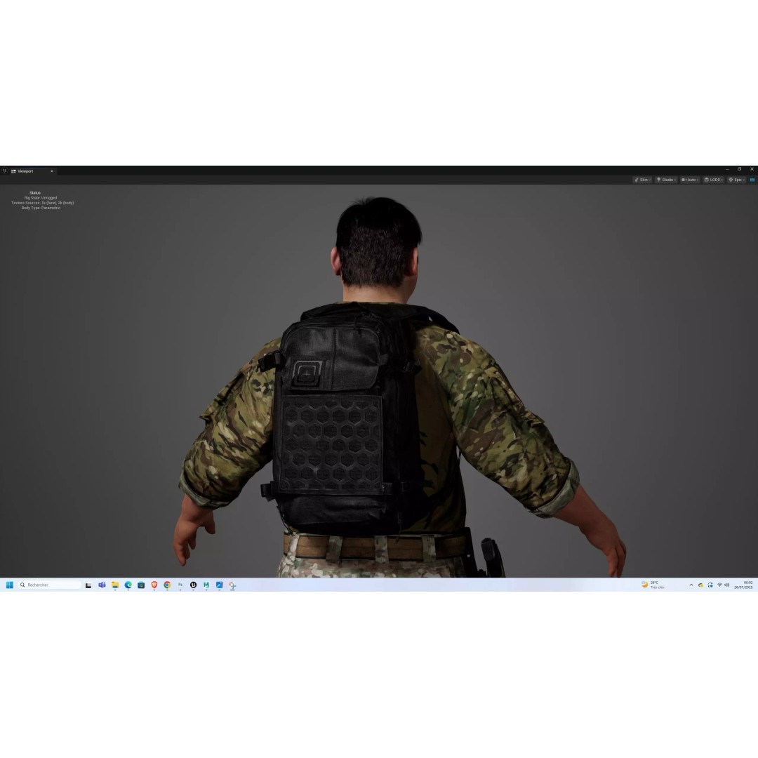 Tactical Backpack 3D Model – Low Poly Game-Ready Asset, FBX - View 12