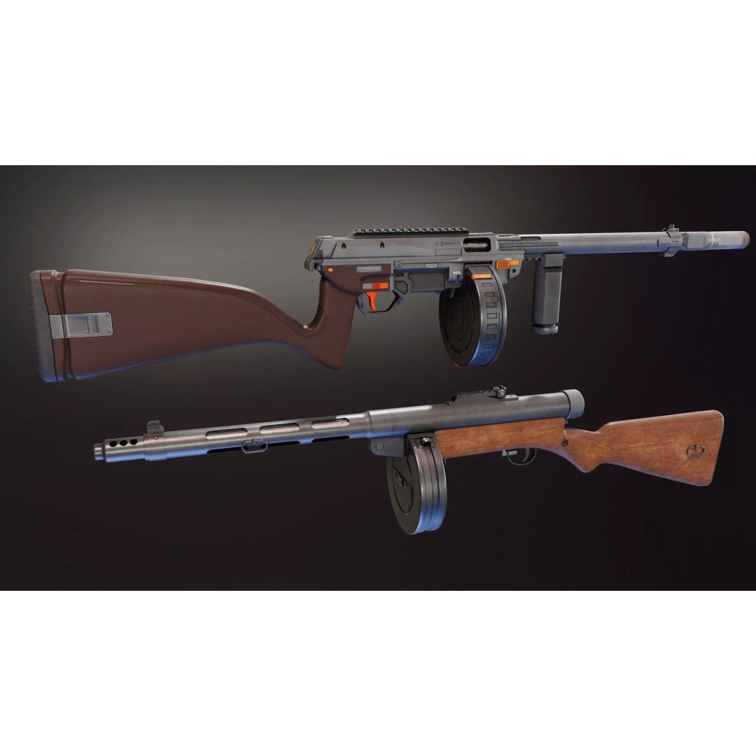 Suomi KP31 3D Model – Low Poly Rigged Finnish Submachine Gun, FBX - View 2