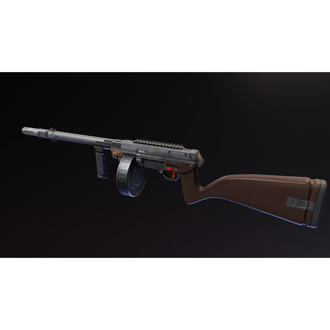 Suomi KP31 3D Model – Low Poly Rigged Finnish Submachine Gun, FBX - View 4