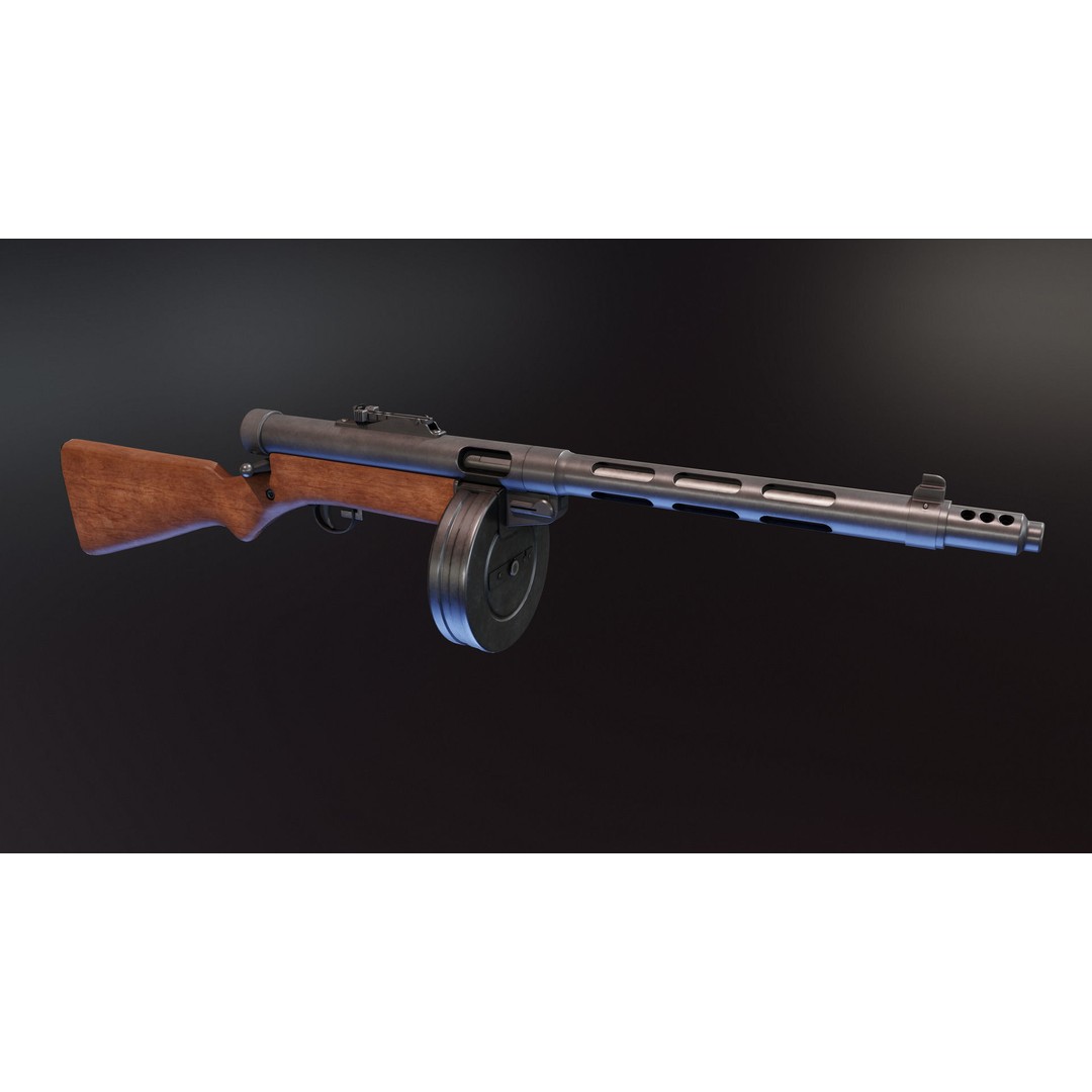 Suomi KP31 3D Model – Low Poly Rigged Finnish Submachine Gun, FBX - View 5
