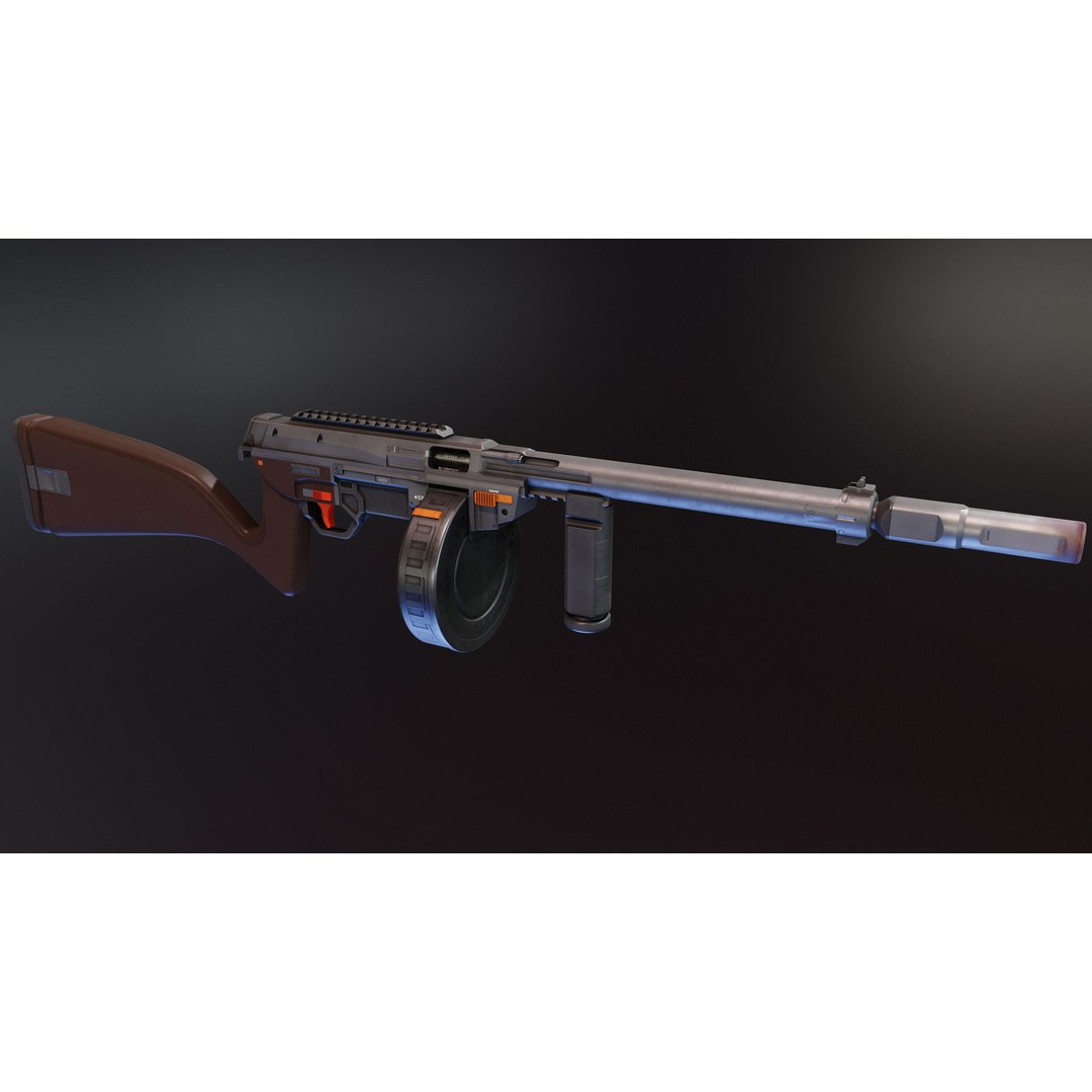 Suomi KP31 3D Model – Low Poly Rigged Finnish Submachine Gun, FBX - View 6