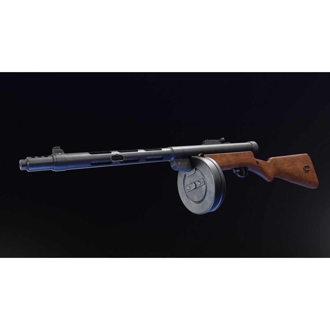 Suomi KP31 3D Model – Low Poly Rigged Finnish Submachine Gun, FBX - View 7