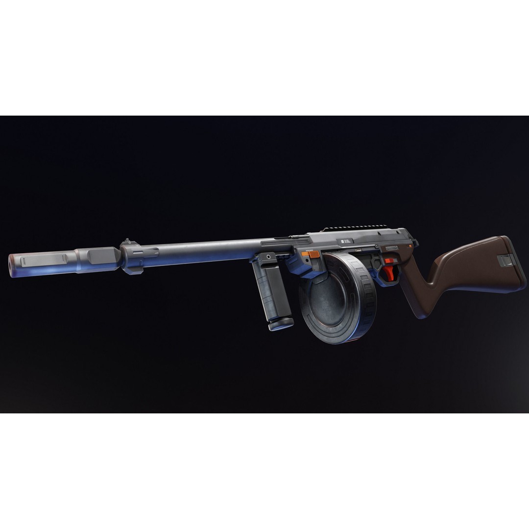 Suomi KP31 3D Model – Low Poly Rigged Finnish Submachine Gun, FBX - View 8