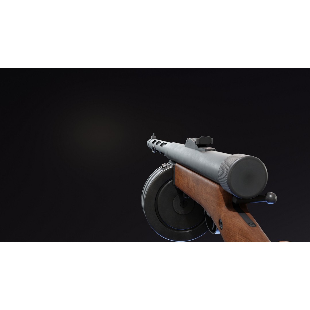 Suomi KP31 3D Model – Low Poly Rigged Finnish Submachine Gun, FBX - View 9