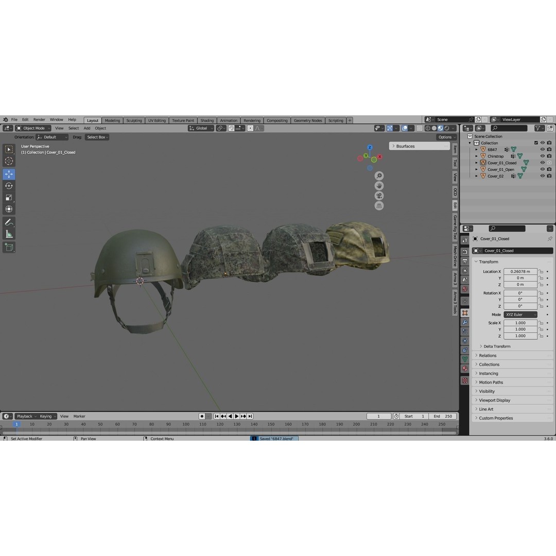 6B47 Ratnik Helmet 3D Model – Low-Poly Modular Design, FBX - View 14