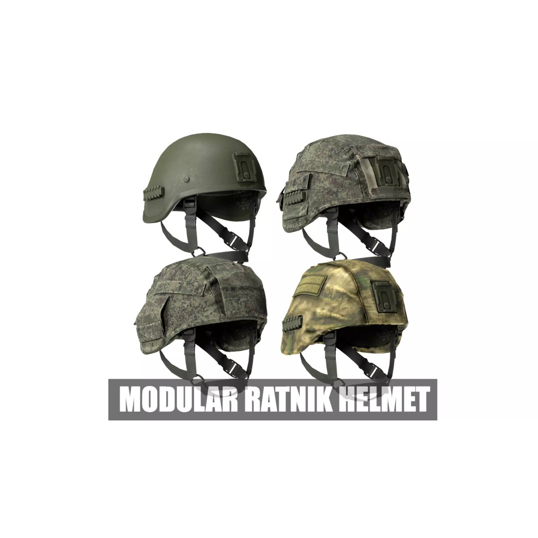 6B47 Ratnik Helmet 3D Model – Low-Poly Modular Design, FBX - View 2
