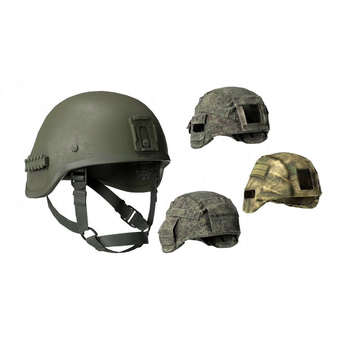 6B47 Ratnik Helmet 3D Model – Low-Poly Modular Design, FBX - View 3