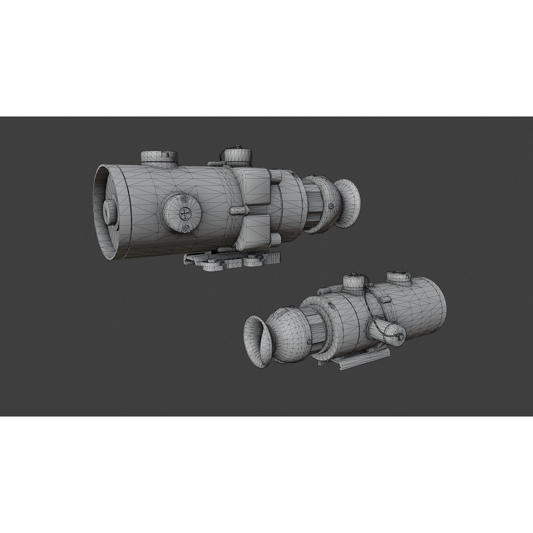 AN/PVS-4 Night Vision Scope 3D Model – Low Poly Military Asset, FBX