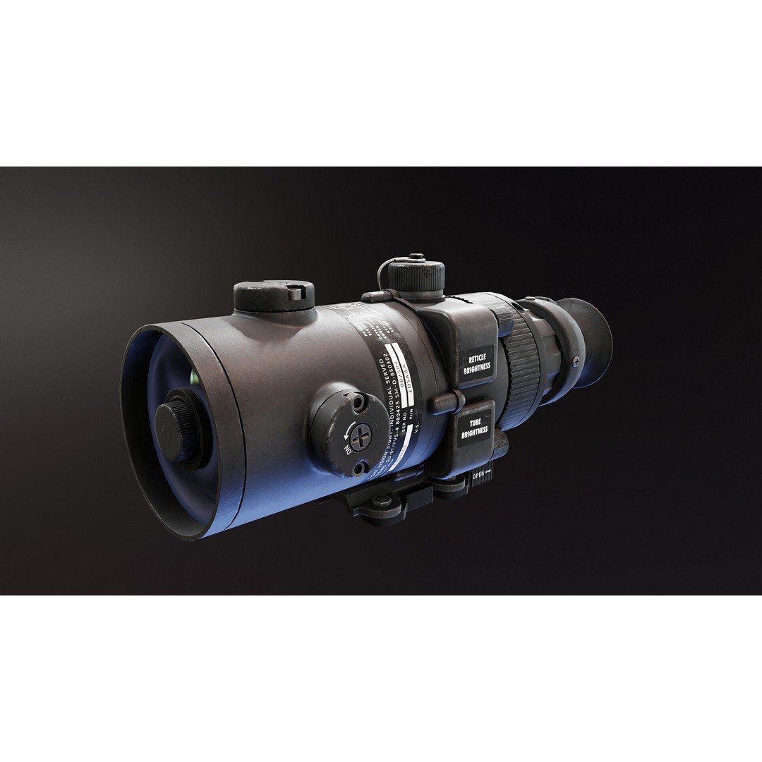 AN/PVS-4 Night Vision Scope 3D Model – Low Poly Military Asset, FBX - View 3