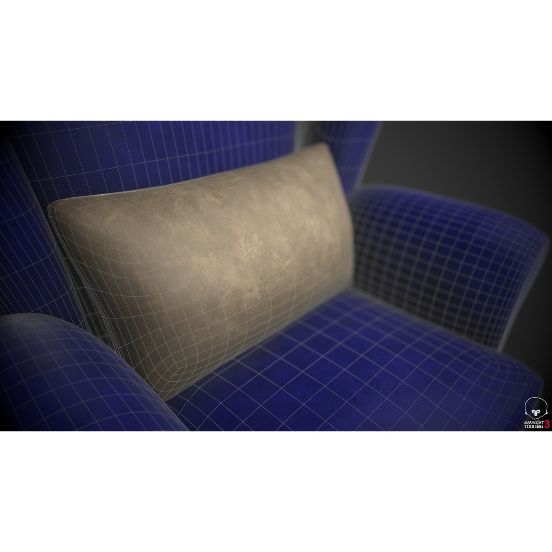 Wingback Chair 3D Model – Low Poly Armchair with PBR Textures, FBX