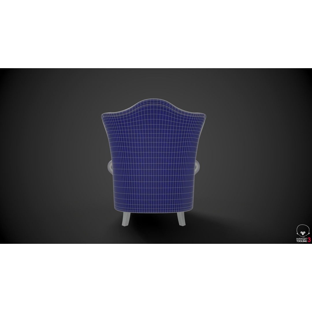 Wingback Chair 3D Model – Low Poly Armchair with PBR Textures, FBX - View 10