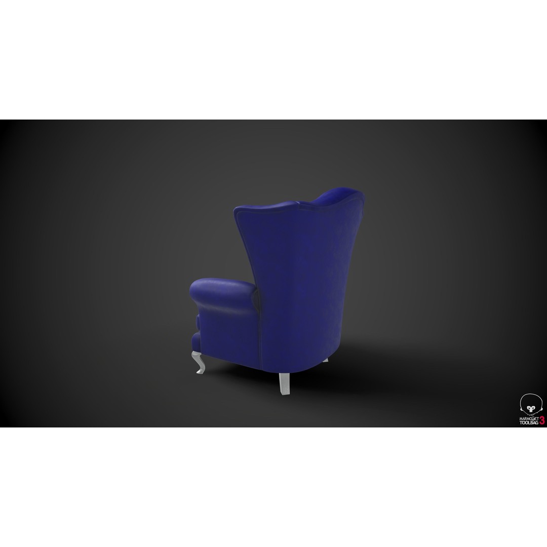Wingback Chair 3D Model – Low Poly Armchair with PBR Textures, FBX - View 11