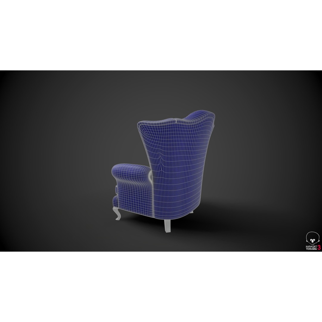 Wingback Chair 3D Model – Low Poly Armchair with PBR Textures, FBX - View 12