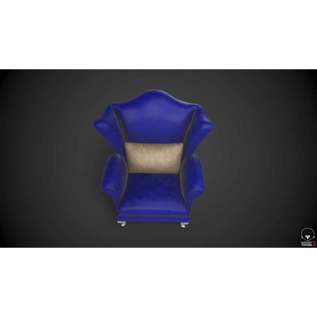 Wingback Chair 3D Model – Low Poly Armchair with PBR Textures, FBX - View 13