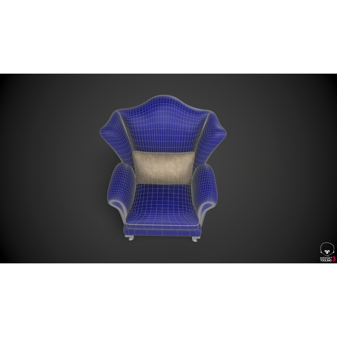 Wingback Chair 3D Model – Low Poly Armchair with PBR Textures, FBX - View 14