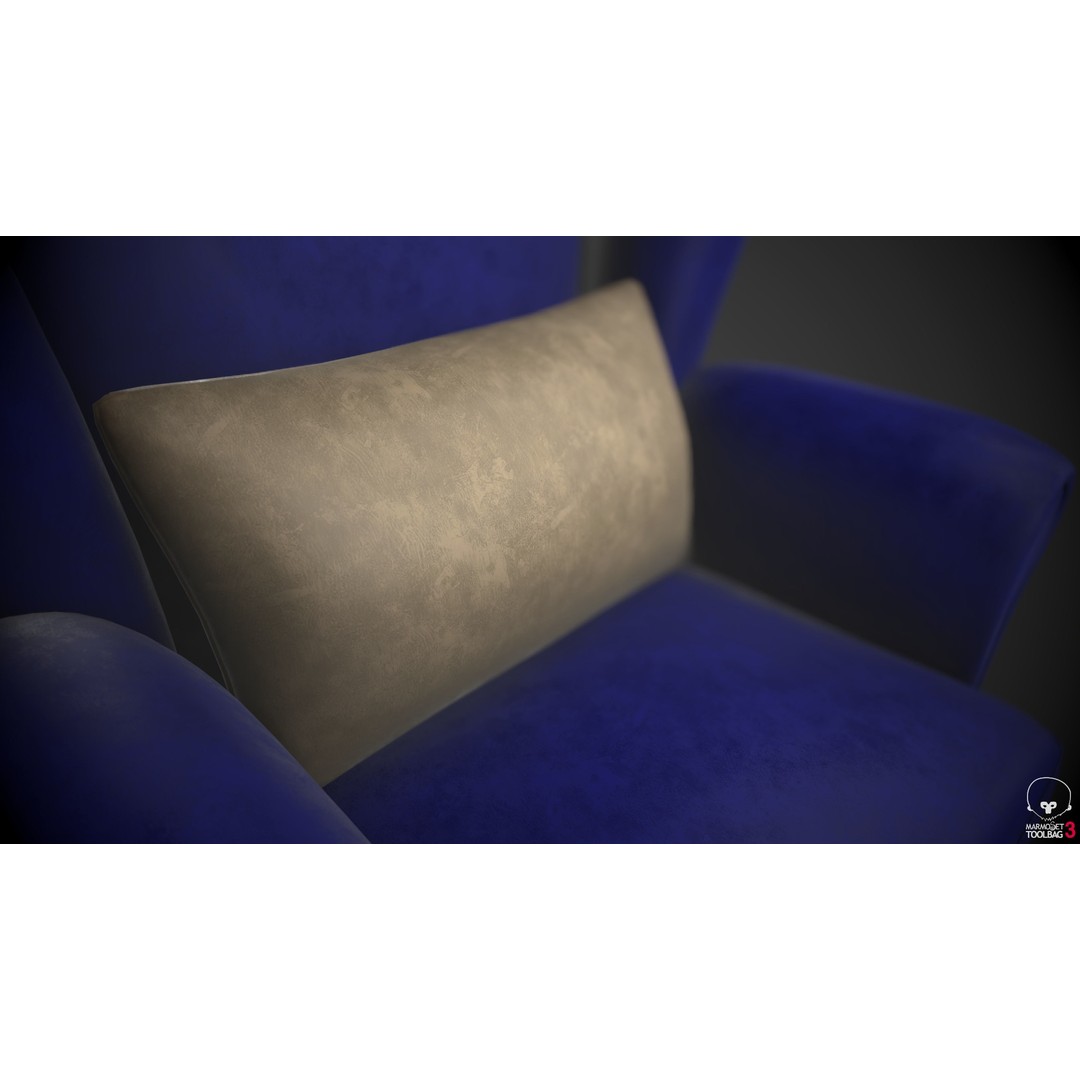 Wingback Chair 3D Model – Low Poly Armchair with PBR Textures, FBX - View 15