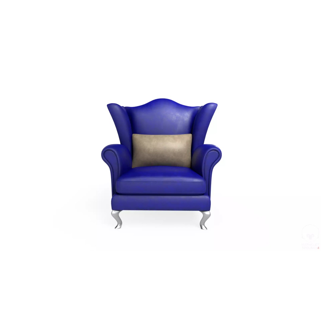Wingback Chair 3D Model – Low Poly Armchair with PBR Textures, FBX - View 2