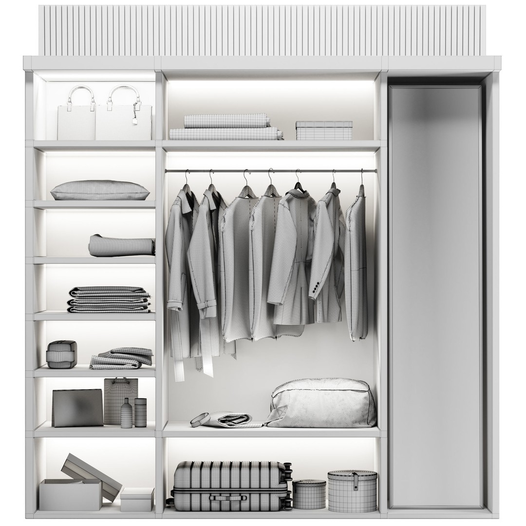 Wardrobe 3D Model – High Poly Bedroom Furniture, FBX, OBJ