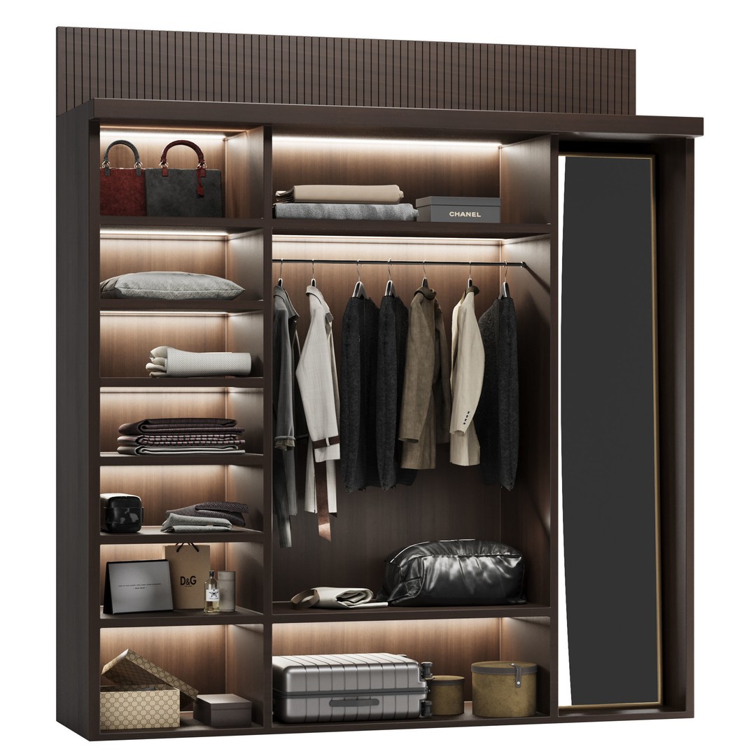 Wardrobe 3D Model – High Poly Bedroom Furniture, FBX, OBJ - View 4