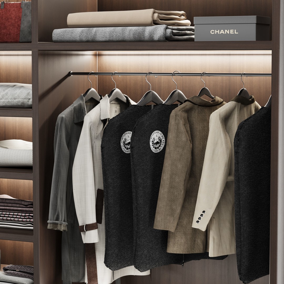 Wardrobe 3D Model – High Poly Bedroom Furniture, FBX, OBJ - View 7