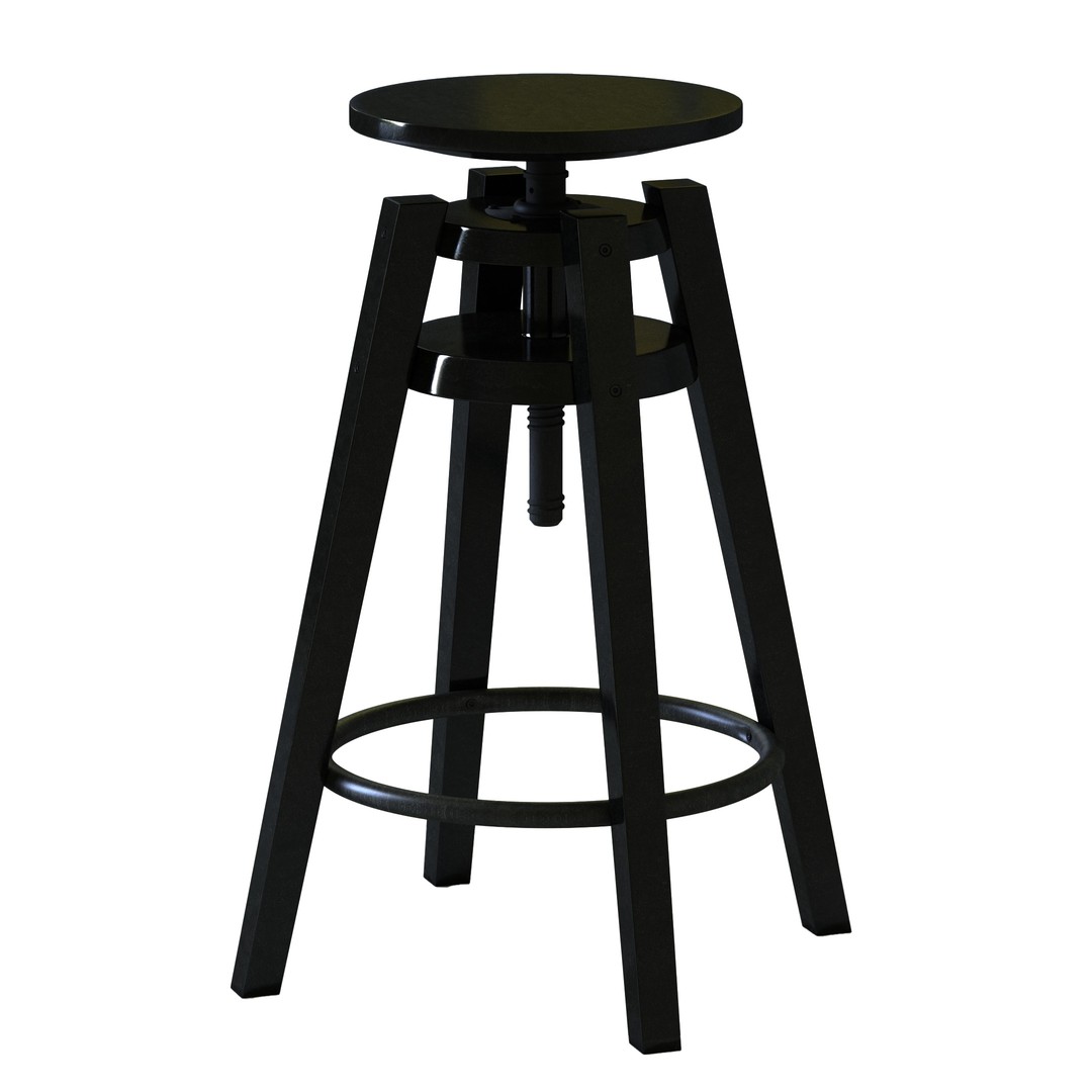 Black Bar Stool 3D Model – Modern Furniture, PBR Textures, FBX, OBJ - View 10