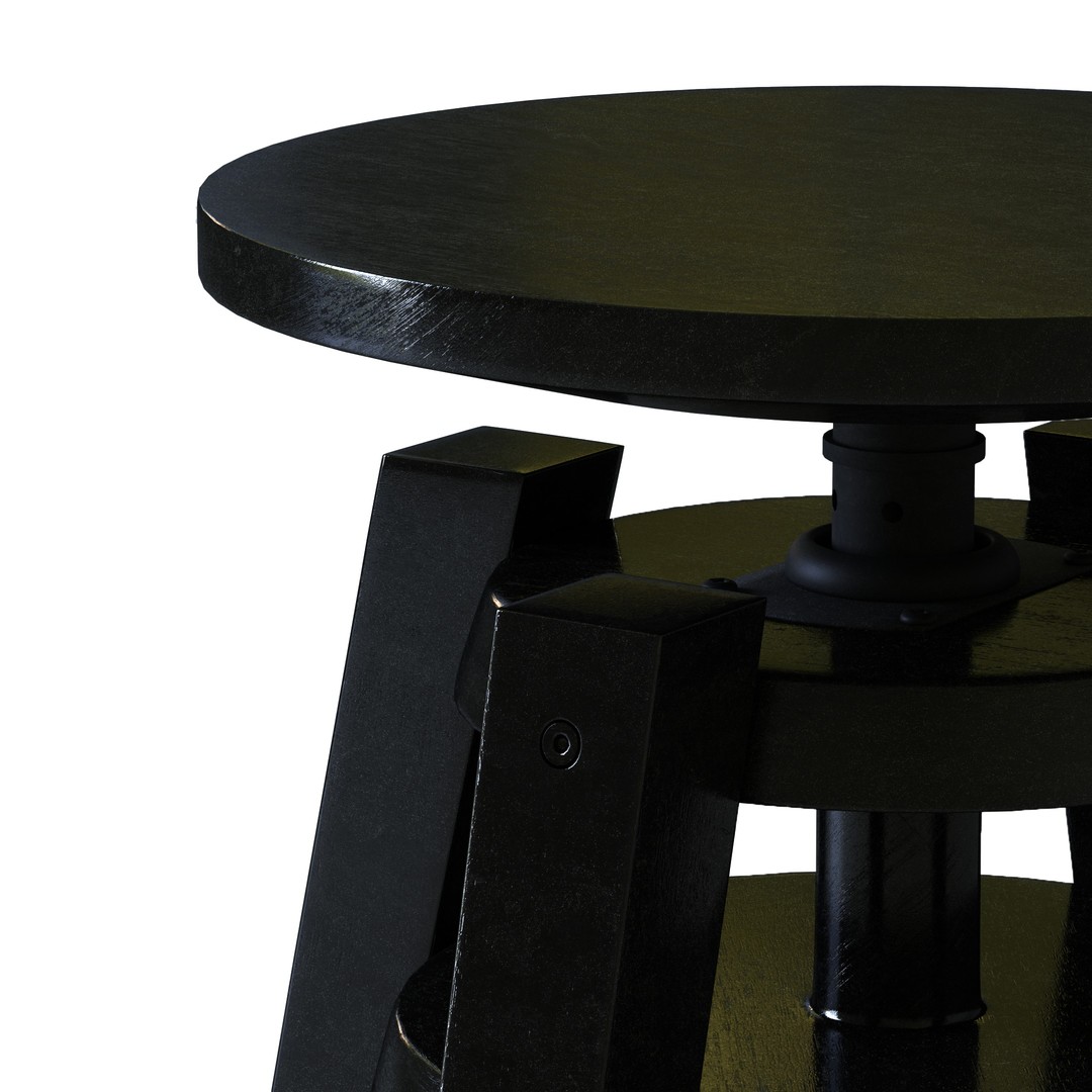 Black Bar Stool 3D Model – Modern Furniture, PBR Textures, FBX, OBJ - View 11