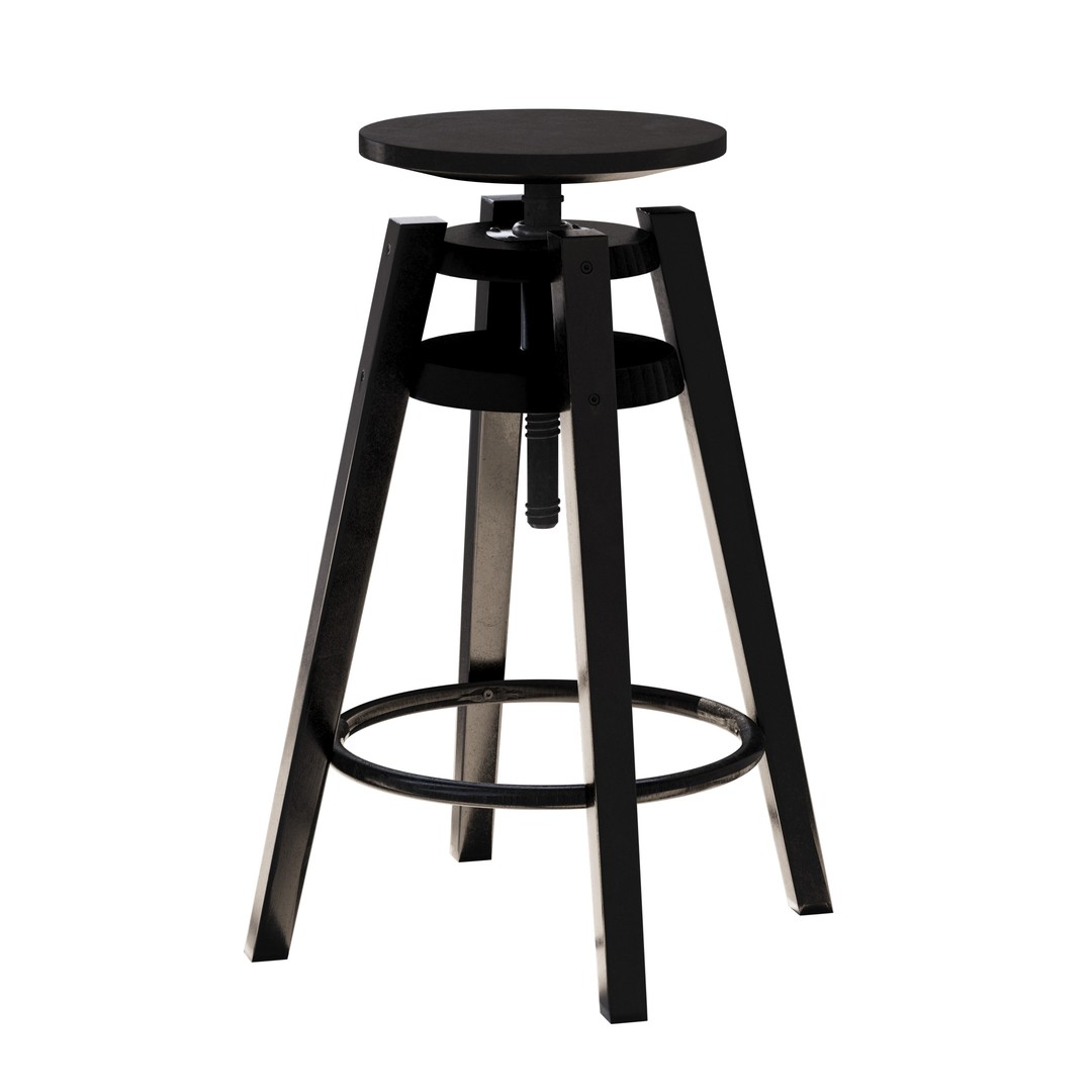 Black Bar Stool 3D Model – Modern Furniture, PBR Textures, FBX, OBJ - View 12