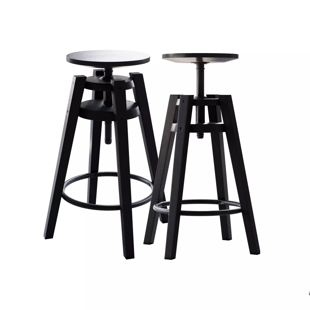 Black Bar Stool 3D Model – Modern Furniture, PBR Textures, FBX, OBJ - View 2