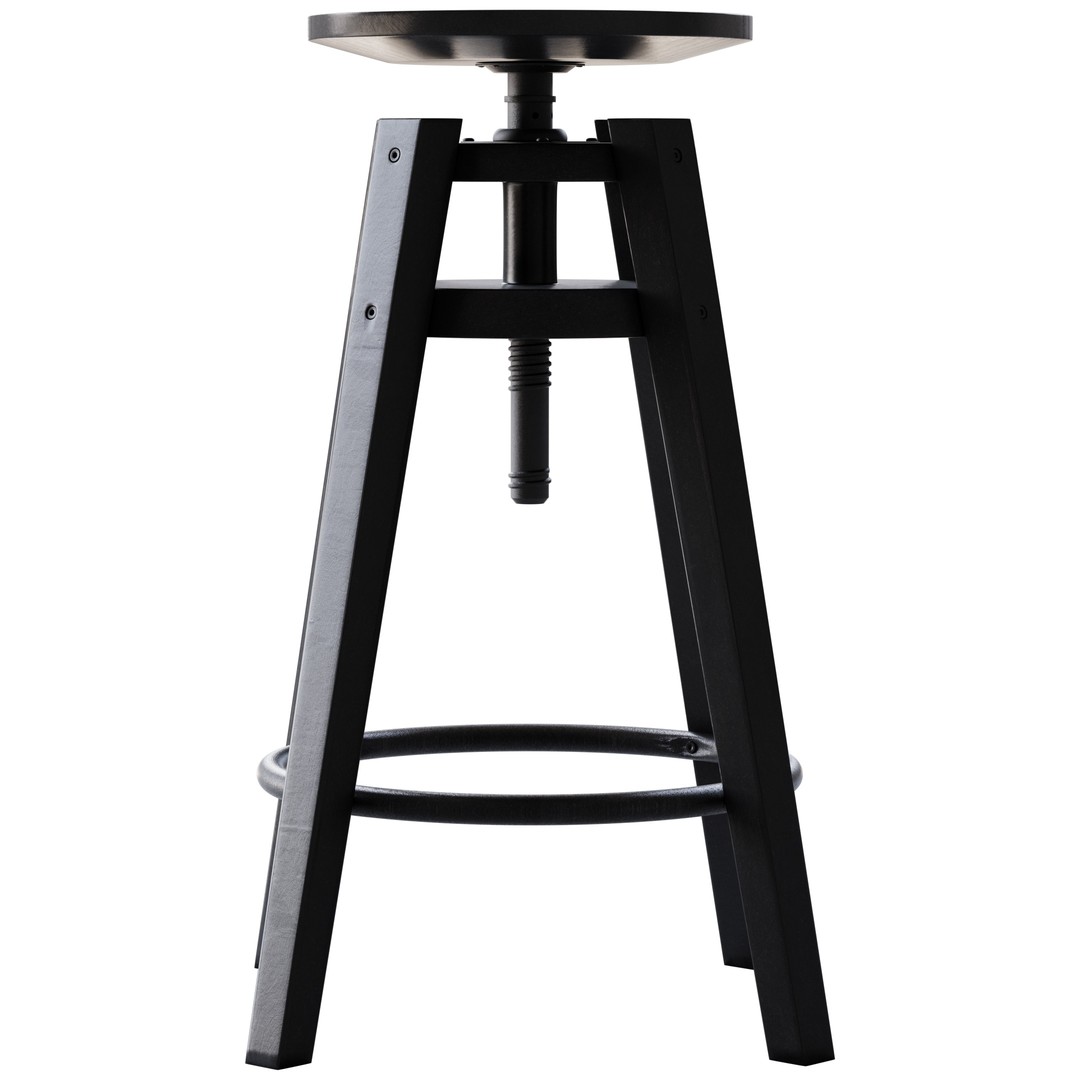 Black Bar Stool 3D Model – Modern Furniture, PBR Textures, FBX, OBJ - View 4