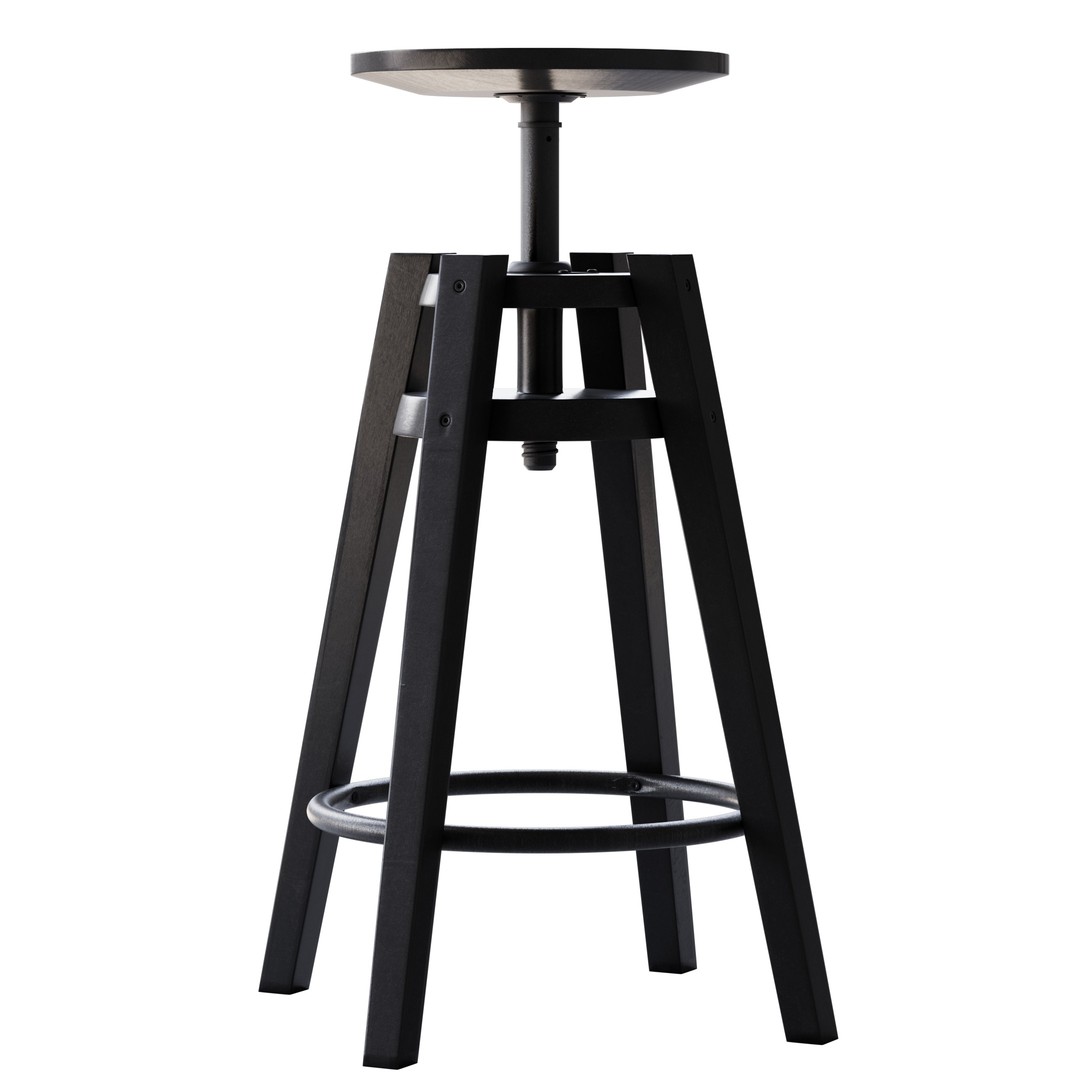 Black Bar Stool 3D Model – Modern Furniture, PBR Textures, FBX, OBJ - View 5