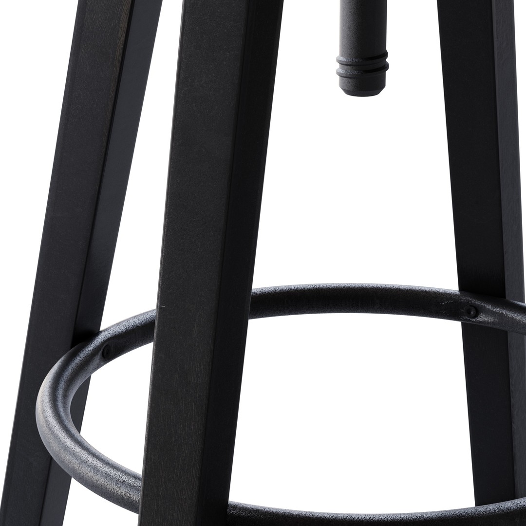 Black Bar Stool 3D Model – Modern Furniture, PBR Textures, FBX, OBJ - View 8