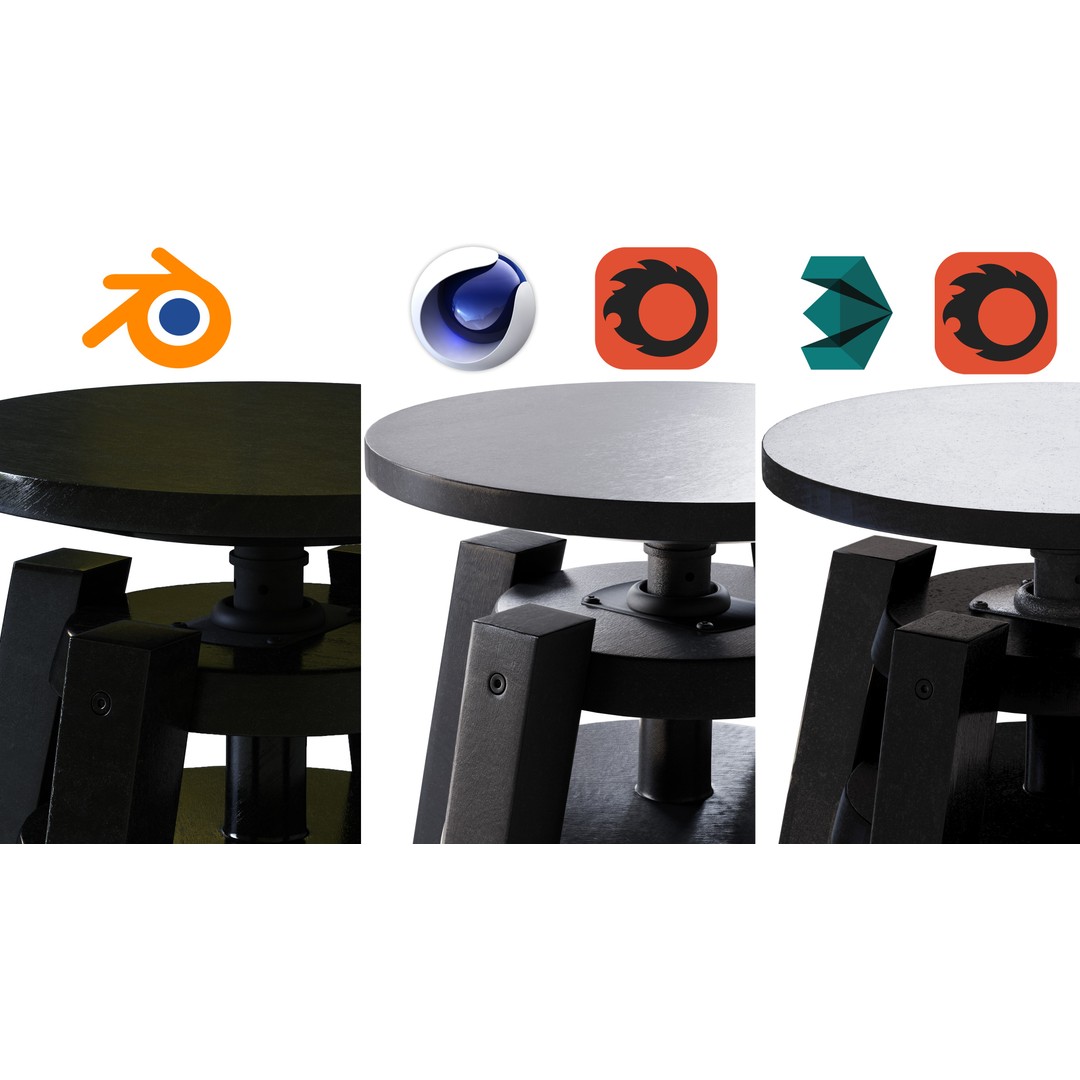 Black Bar Stool 3D Model – Modern Furniture, PBR Textures, FBX, OBJ - View 9
