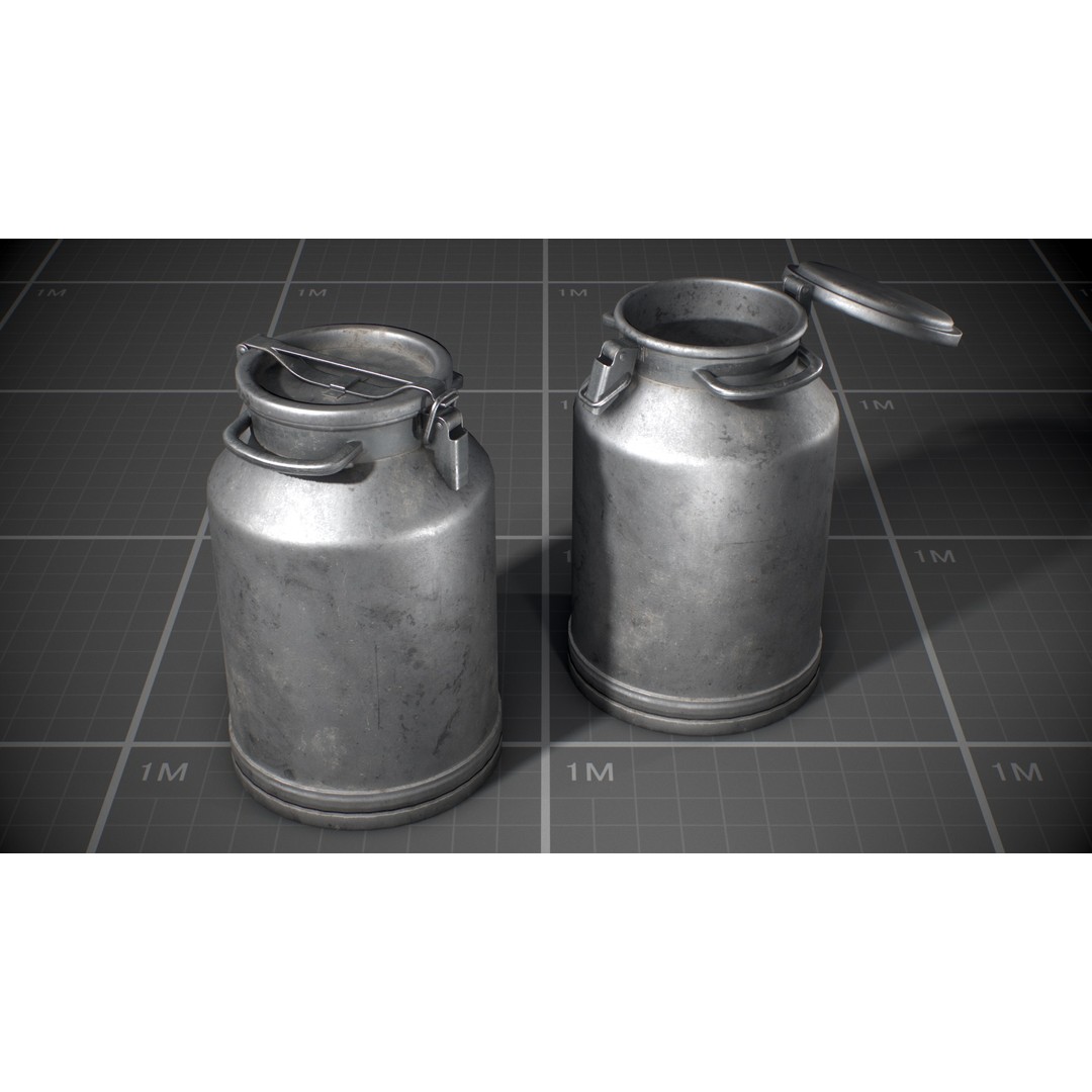 Used Soviet Aluminum Barrel 3D Model – Low Poly Game Asset, FBX - View 3