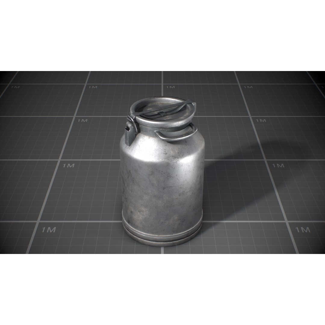Used Soviet Aluminum Barrel 3D Model – Low Poly Game Asset, FBX - View 4