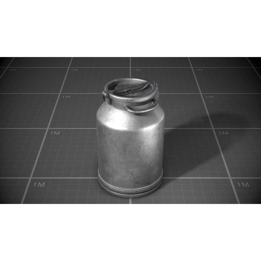 Used Soviet Aluminum Barrel 3D Model – Low Poly Game Asset, FBX - View 5