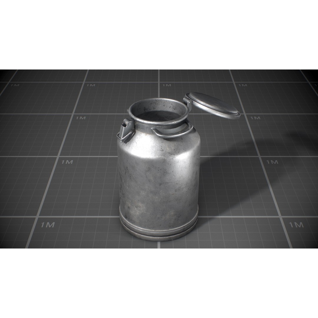 Used Soviet Aluminum Barrel 3D Model – Low Poly Game Asset, FBX - View 6