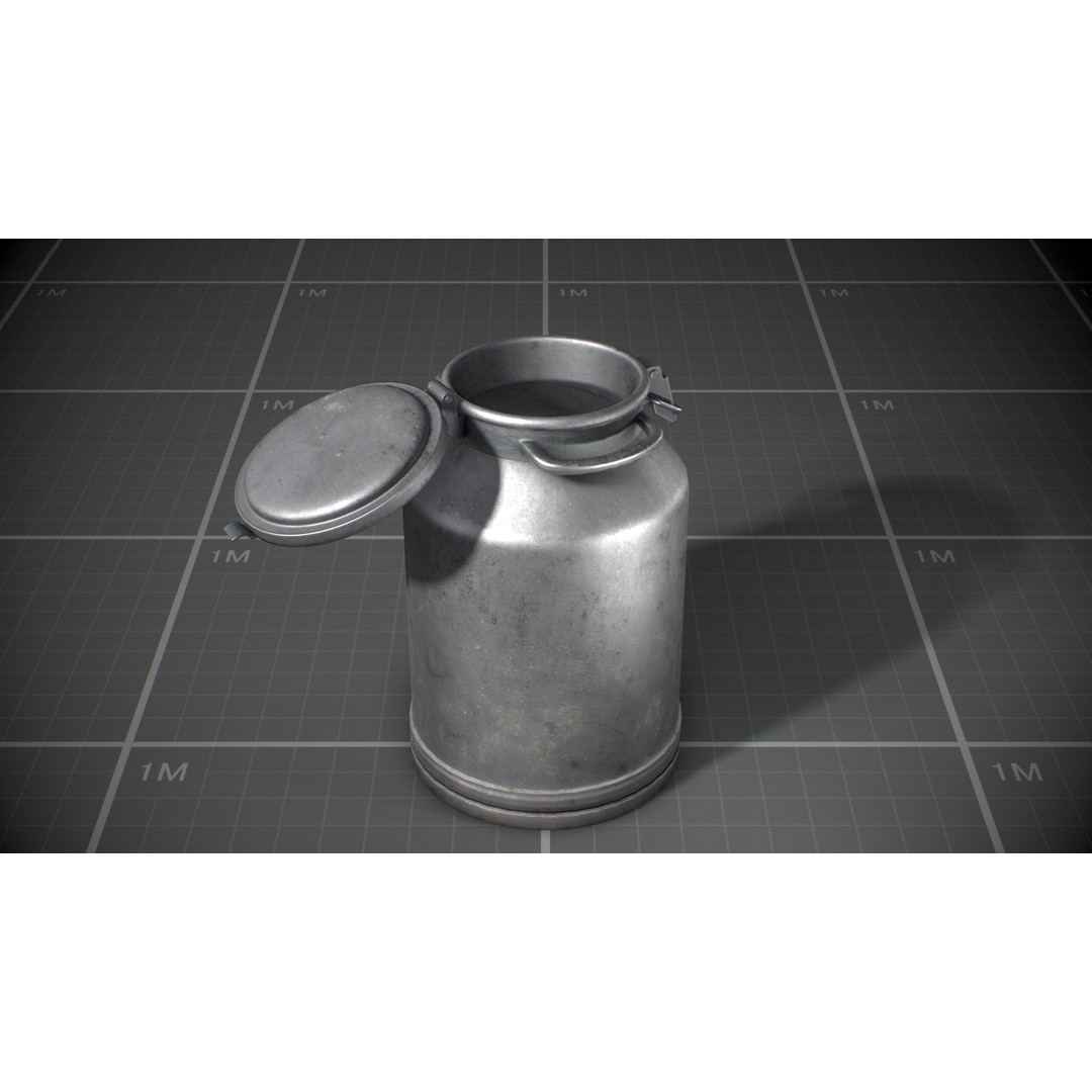 Used Soviet Aluminum Barrel 3D Model – Low Poly Game Asset, FBX - View 7