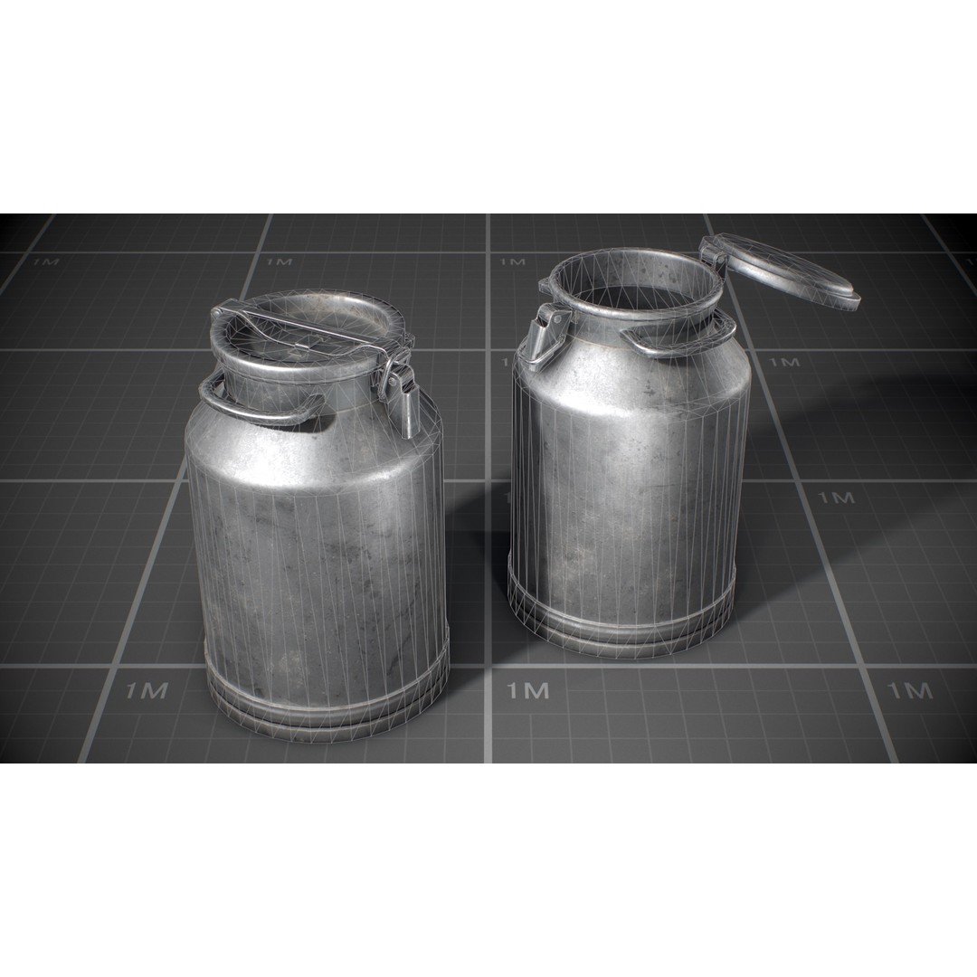 Used Soviet Aluminum Barrel 3D Model – Low Poly Game Asset, FBX - View 8