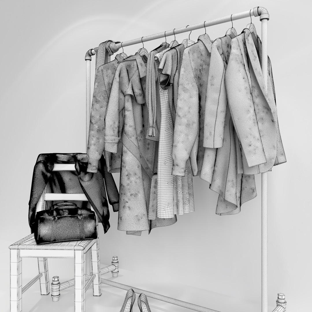 Wardrobe 3D Model – PBR Furniture Set, FBX, OBJ, Blender - View 18